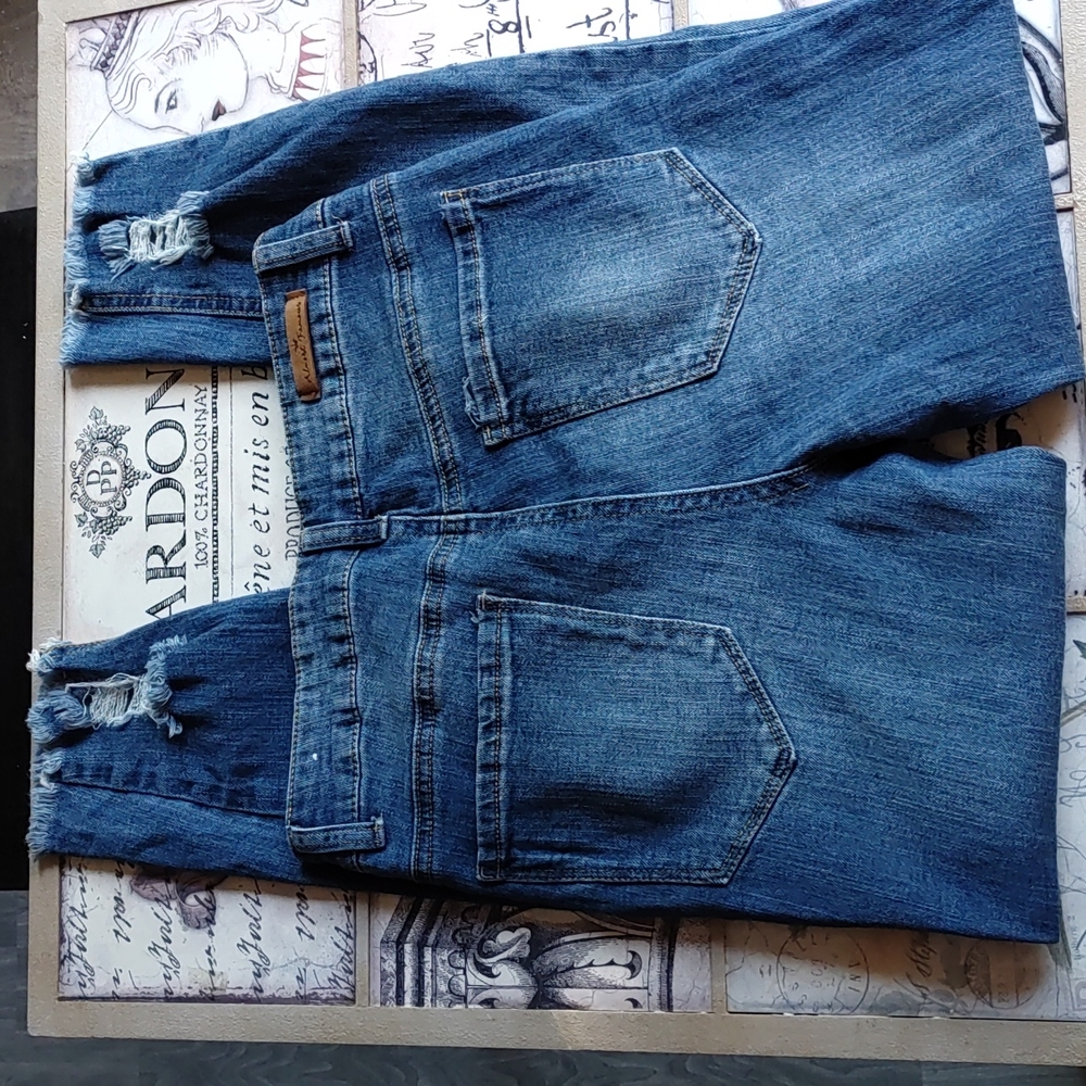 Almost Famous Distressed High Rise Blue Jeans - Picture 5 of 8